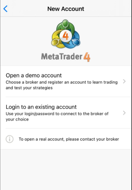 MT4 iOS - Login to Existing Account